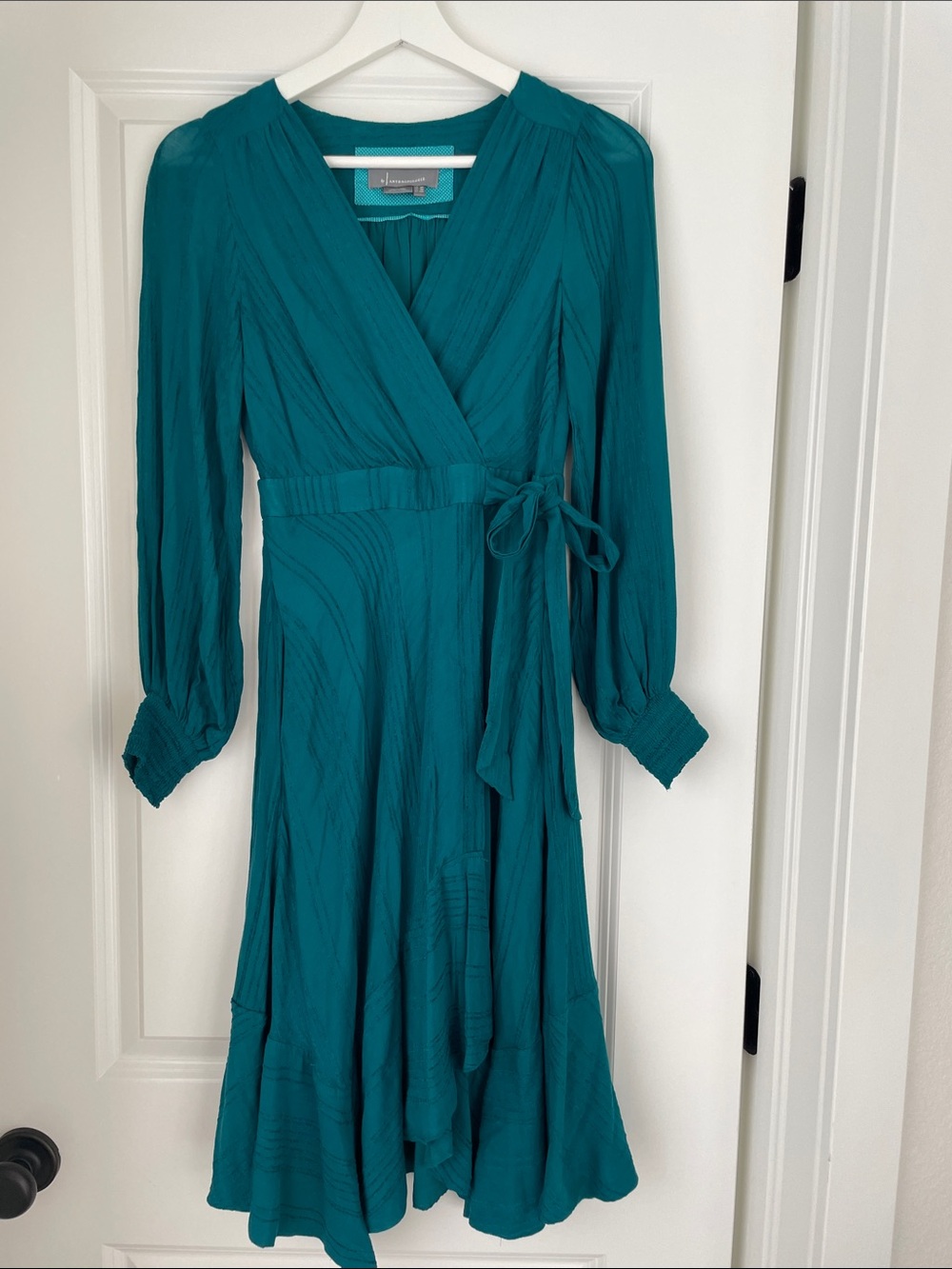 Anthropologie Teal Wrap Midi Dress